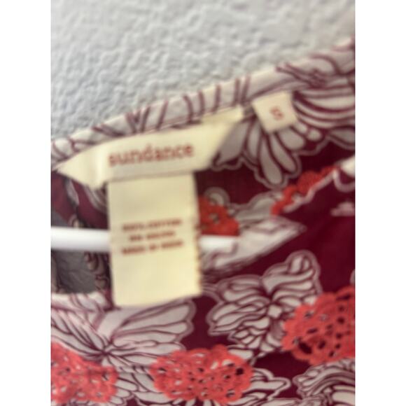 Sundance Burgundy Floral Embroidered Long Sleeve Blouse | Size S - Picture 3 of 6
